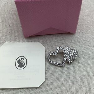 😎30%off Swarovski Silver Double Heart Brooch #28SB